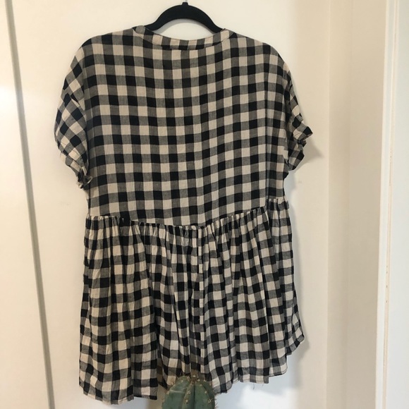 Anthro Tylho Checked Swing Top Gingham Linen Plaid Blouse Shirt Summer Linen S - Picture 13 of 16